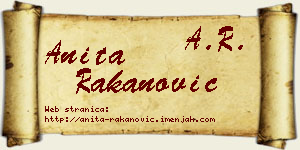 Anita Rakanović vizit kartica
